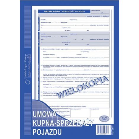 Druk MiP Umowa Kupna/Sprzedaży Pojazdu A4/40